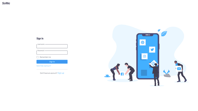 SoMe signin page